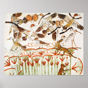 Fischen und Vogeljagd in den Sümpfen Poster