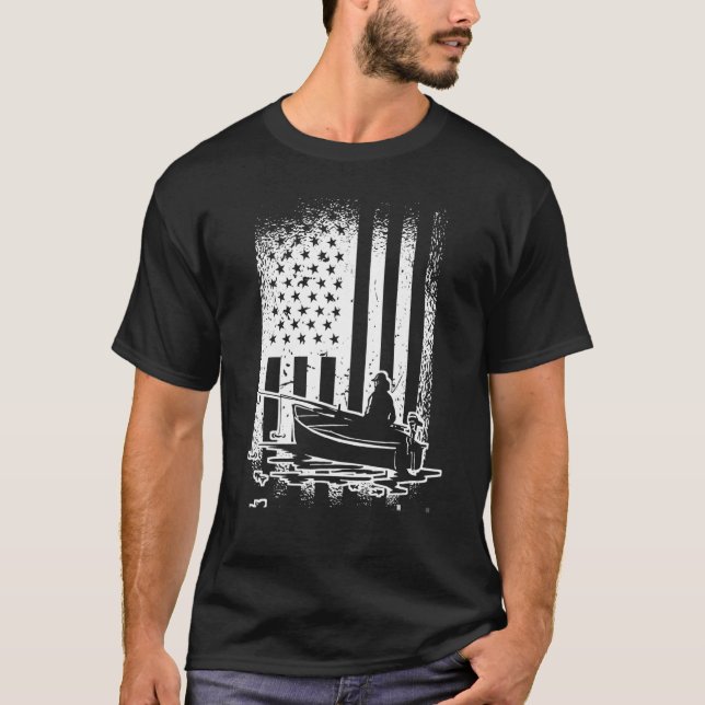 Fischen unter amerikanischer Flagge Not leidendes  T-Shirt (Vorderseite)