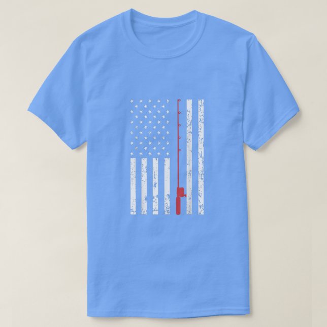 Fischen unter amerikanischer FlaggeVintage Fischen T-Shirt (Design vorne)