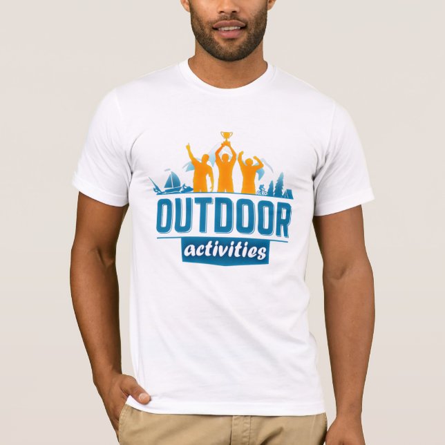Fischen Wandern Camping ... Logo für Aktivitäten i T-Shirt (Vorderseite)