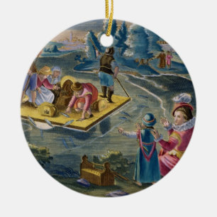 Fischend auf einem See nachts, überziehen Sie 101 Keramikornament