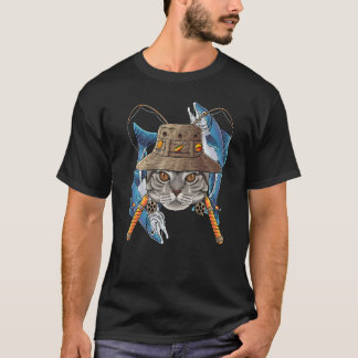 Fischender American Shorthair Outdoor Angler Katze T-Shirt