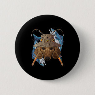 Fischender Dachshund Outdoor Angler Hund Niedlich  Button