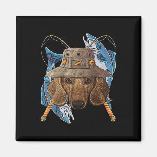 Fischender Dachshund Outdoor Angler Hund Niedlich Magnet