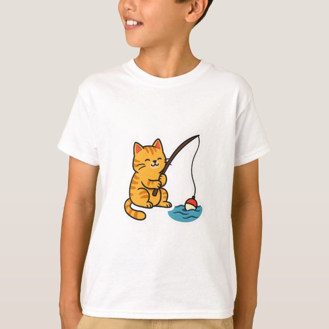 Fischender Kater - T-Shirt (Vorderseite)