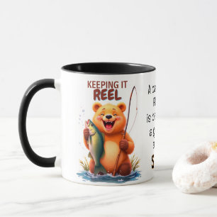 Fischender Papa-Bär fängt Fisch  Tasse