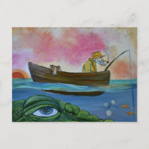 Fischender Seemonster  Postkarte