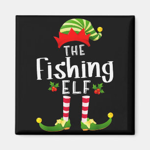 Fischender Weihnachtself passendes Pyjama X-mas-Pa Magnet
