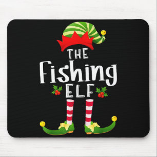 Fischender Weihnachtself passendes Pyjama X-mas-Pa Mousepad