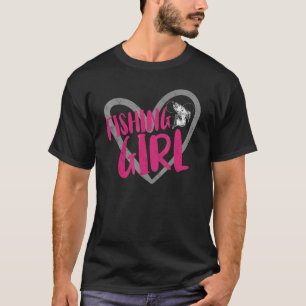 Fischendes Mädchen Herz T-Shirt