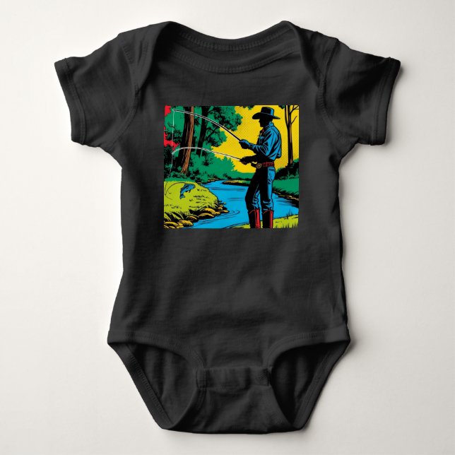 Fischer am Flussufer Baby Strampler (Vorderseite)