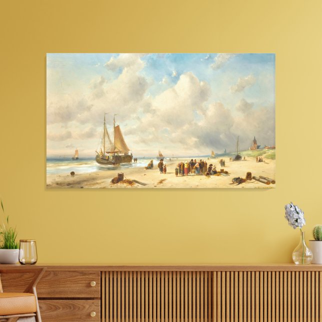 Fischer am Strand Leinwanddruck (Insitu (Wohnzimmer))