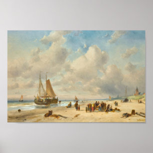 Fischer am Strand Poster