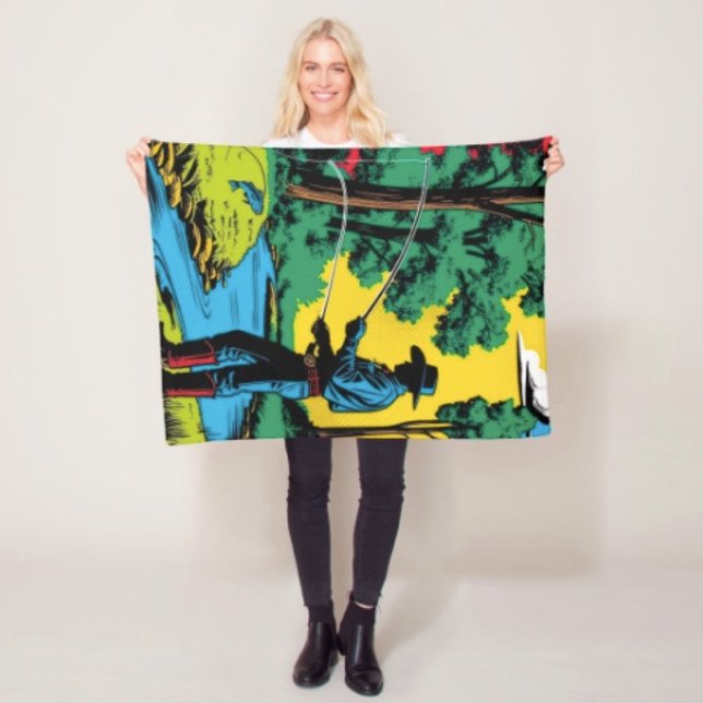 Fischer an der Riverbank Fleecedecke (Retro Cowboy Fishing Riverside Scene blanket - soft and colourful available  in 3 different sizes. )