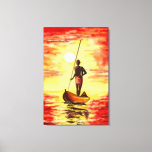 Fischer auf dem Boot bei Sonnenuntergang Leinwandd Leinwanddruck