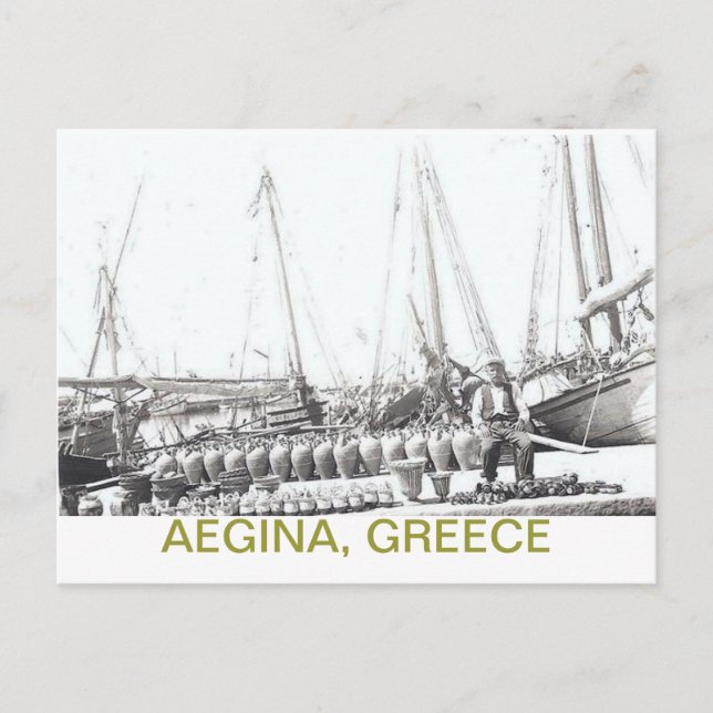 FISCHER AUF DEM BOOT MIT JARS~AEGINA, GRIECHENLAND POSTKARTE (Vorderseite)