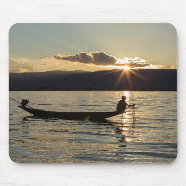 Fischer bei Sonnenuntergang Mousepad (Vorne)
