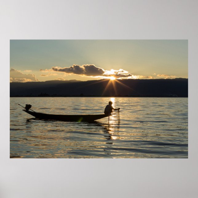 Fischer bei Sonnenuntergang Poster (Vorne)