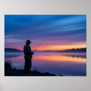 Fischer bei Sunset Poster