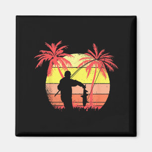 Fischer beim Fischen Sommer Sonnenuntergang 80er P Magnet
