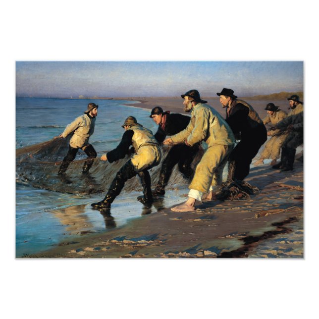 Fischer, die ein Netz an der Nordküste Skagens abw Fotodruck (Vorne)
