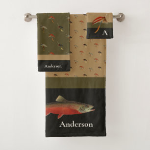Fischer Fischen Fischen Tan Black Olive Badhandtuch Set