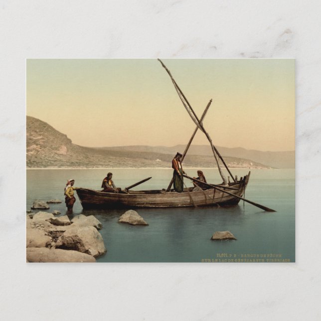 Fischer im Meer von Galiläa - Altdruck Postkarte (Vorderseite)