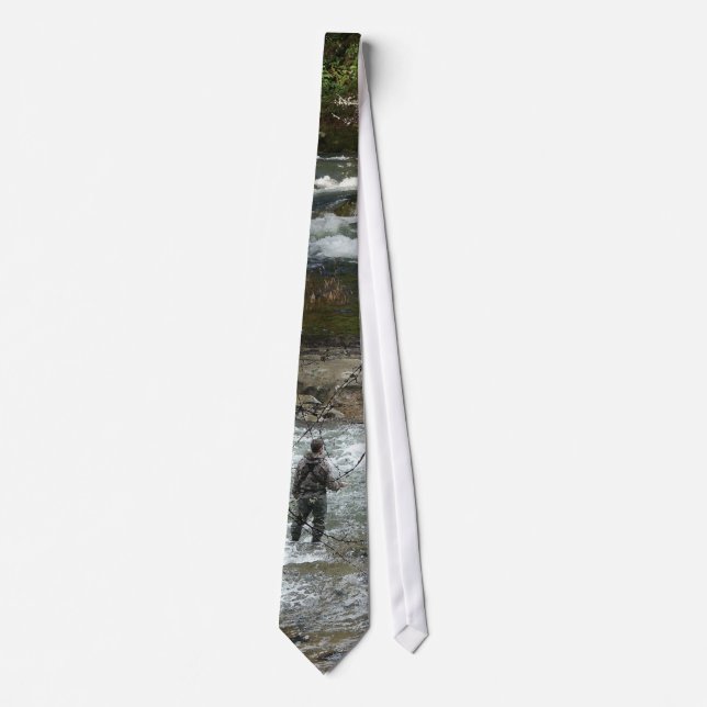 Fischer in hetzender Fluss-Krawatte Krawatte (Vorderseite)