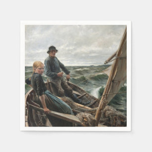Fischer und Tochter auf See (von Albert Edelfelt) Serviette