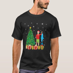 Fischer Weihnachtsbaum Beleuchtung Santa Hut Fisch T-Shirt