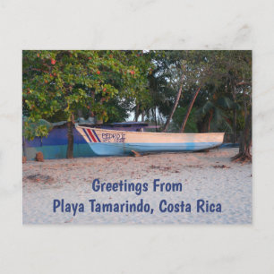 Fischerboot am Strand von Tamarindo, Costa Rica Postkarte