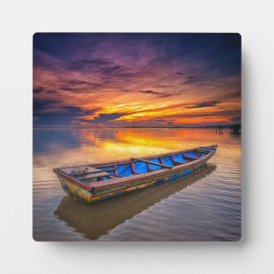 Fischerboot bei Sonnenaufgang   Strand Jubakar Fotoplatte