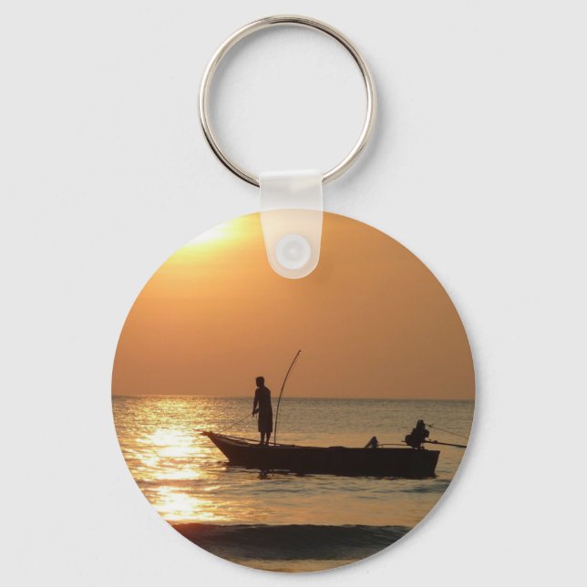 Fischerboot bei Sonnenuntergang Schlüsselanhänger (Vorderseite)