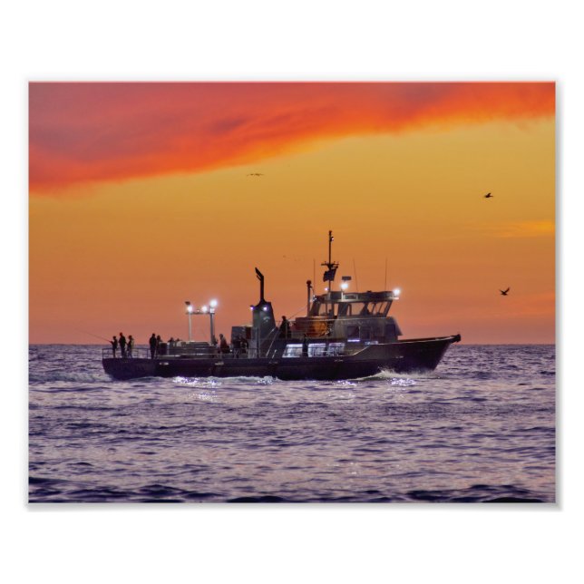 Fischerboot bei Sunset - Marina del Rey, CA Fotodruck (Vorne)