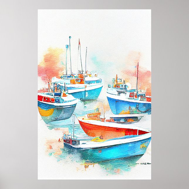 Fischerboot Landschaft Landschaft Landschaft Natur Poster (Vorne)