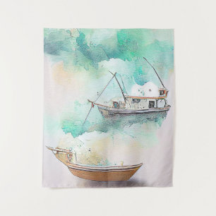 Fischerboot Landschaft Landschaft Landschaft Natur Wandteppich