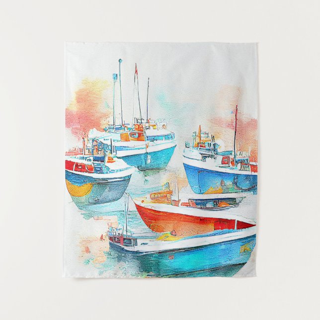 Fischerboot Landschaft Landschaft Landschaft Natur Wandteppich (Vorderseite)