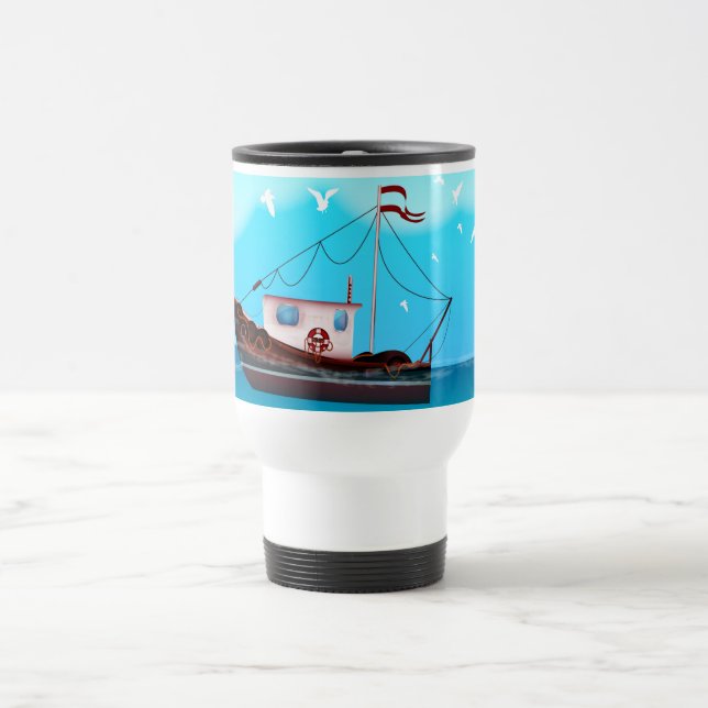 Fischerboot Reisebecher (Mittel)