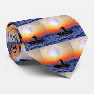 Fischerboot Sunset Water Krawatte