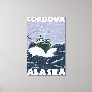 Fischerboot-Szene - Cordova, Alaska Leinwanddruck