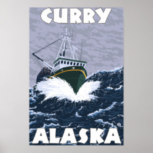 Fischerboot-Szene - Curry, Alaska Poster
