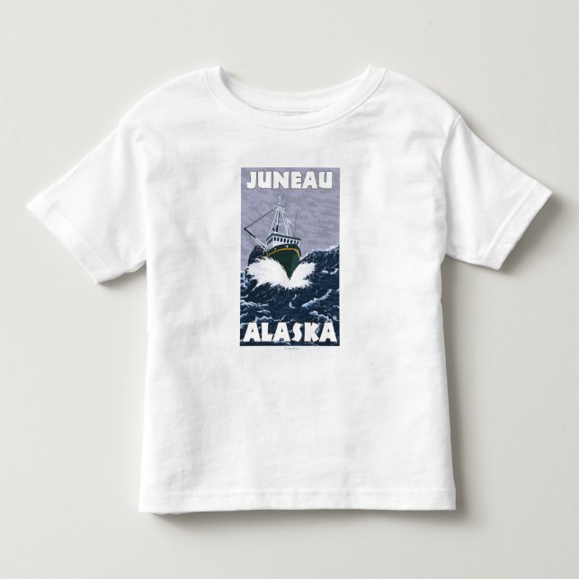 Fischerboot-Szene - Juneau, Alaska Kleinkind T-shirt (Vorderseite)