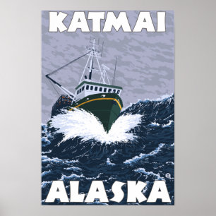 Fischerboot-Szene - Katmai, Alaska Poster