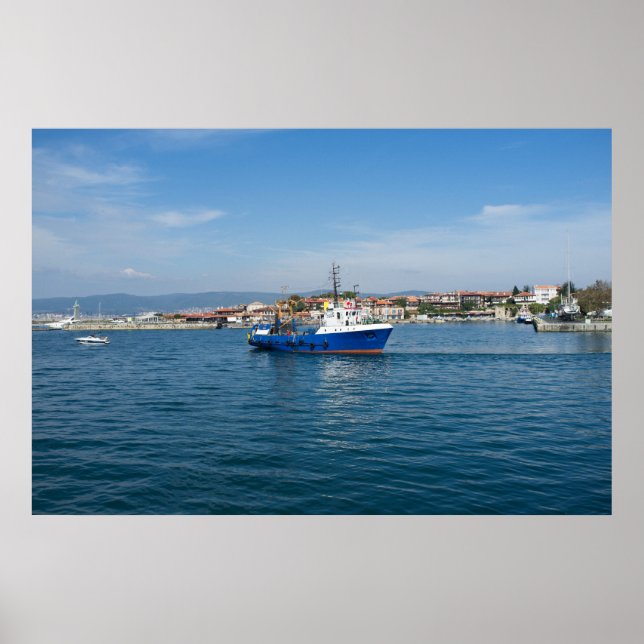 Fischerboot zum Meer Poster (Vorne)