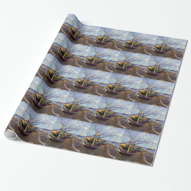 Fischerboote am Strand Geschenkpapier (Ungerollt)