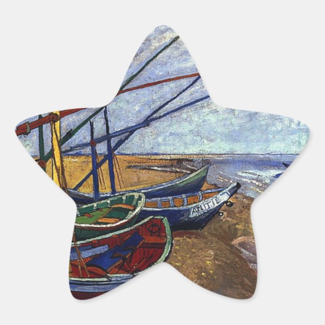 Fischerboote am Strand Stern-Aufkleber (Vorderseite)