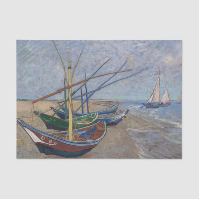Fischerboote am Strand Van Gogh Decoupage Seidenpapier (Vorderseite)