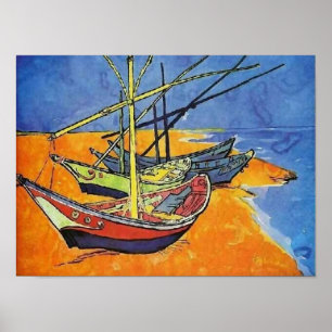 Fischerboote am Strand Van Gogh Fine Art Poster