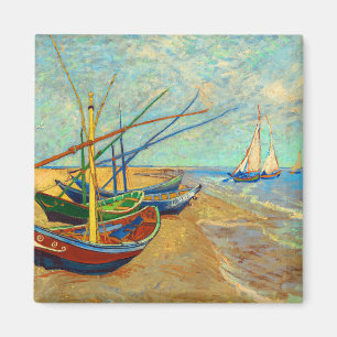 Fischerboote am Strand von Vincent van Gogh Magnet