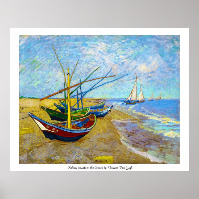 Fischerboote am Strand von Vincent Van Gogh Poster (Vorne)